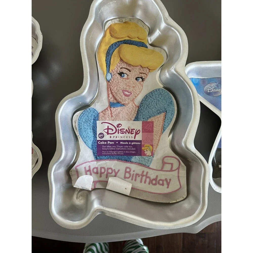 Lot Of 3 Brand New Wilton Pan Sesame St. Cadabby Cinderella Hannah Montana